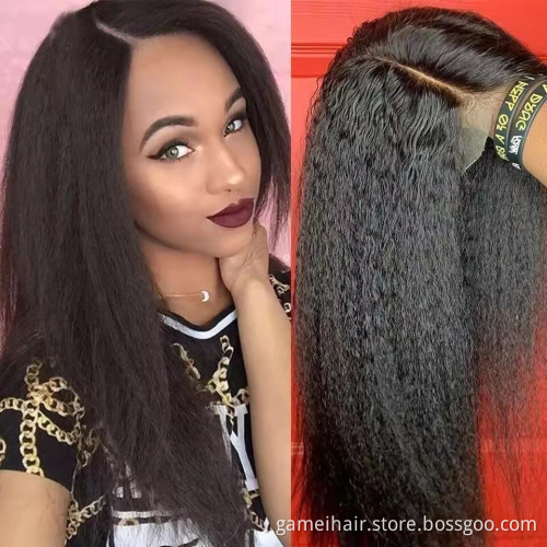 wholesale frontal custom wigs 100% human hair Kinky Straight Transparent Lace Frontal 13x4" 4x4" Lace  18-34 inch human hair